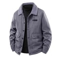 thumbnail image 4 of Men's Warm Fleece Jacket, Casual Style, Flared Collar, Long Sleeve, Button Closure, 4 of 9