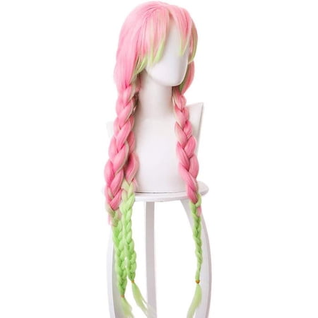Unique Bargains Wigs for Women 31 Pink Green Wigs with Wig Cap