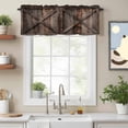 thumbnail image 2 of Farmhouse Valance Curtain for Windows Brown Country Style Barn Door Distressed Wood Grain Rod Pocket Curtain Valances Short Window Treatments Panels for Kitchen Bathroom Laundry Basement 54 x 18 Inch, 2 of 9