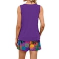 thumbnail image 5 of Sewkxo Two Piece Sets for Women Summer Lounge Drawstring Shorts Sets Tank Square Neck Sleeveless Sweat Sets With Pockets,Dark Purple 2XL, 5 of 5