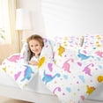 thumbnail image 3 of Erosebridal Colorful Cute Dinosaur Full Size Comforter Sets For Girl Kids,Multicolor Clouds Print Bedding Sets, Reversible 3pcs, 3 of 7