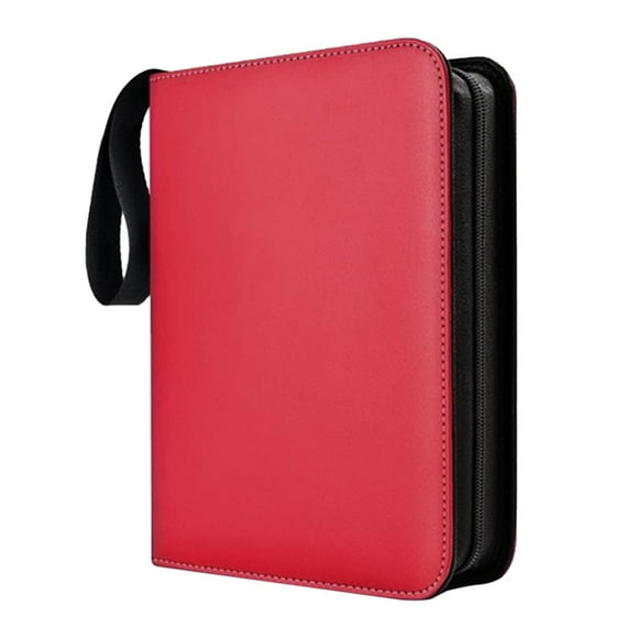 Classeur Durable à 400 Pochettes pour Cartes, Organisateur, Support, Contenant à Fermeture Éclair, Pochettes de Rangement, Rouge