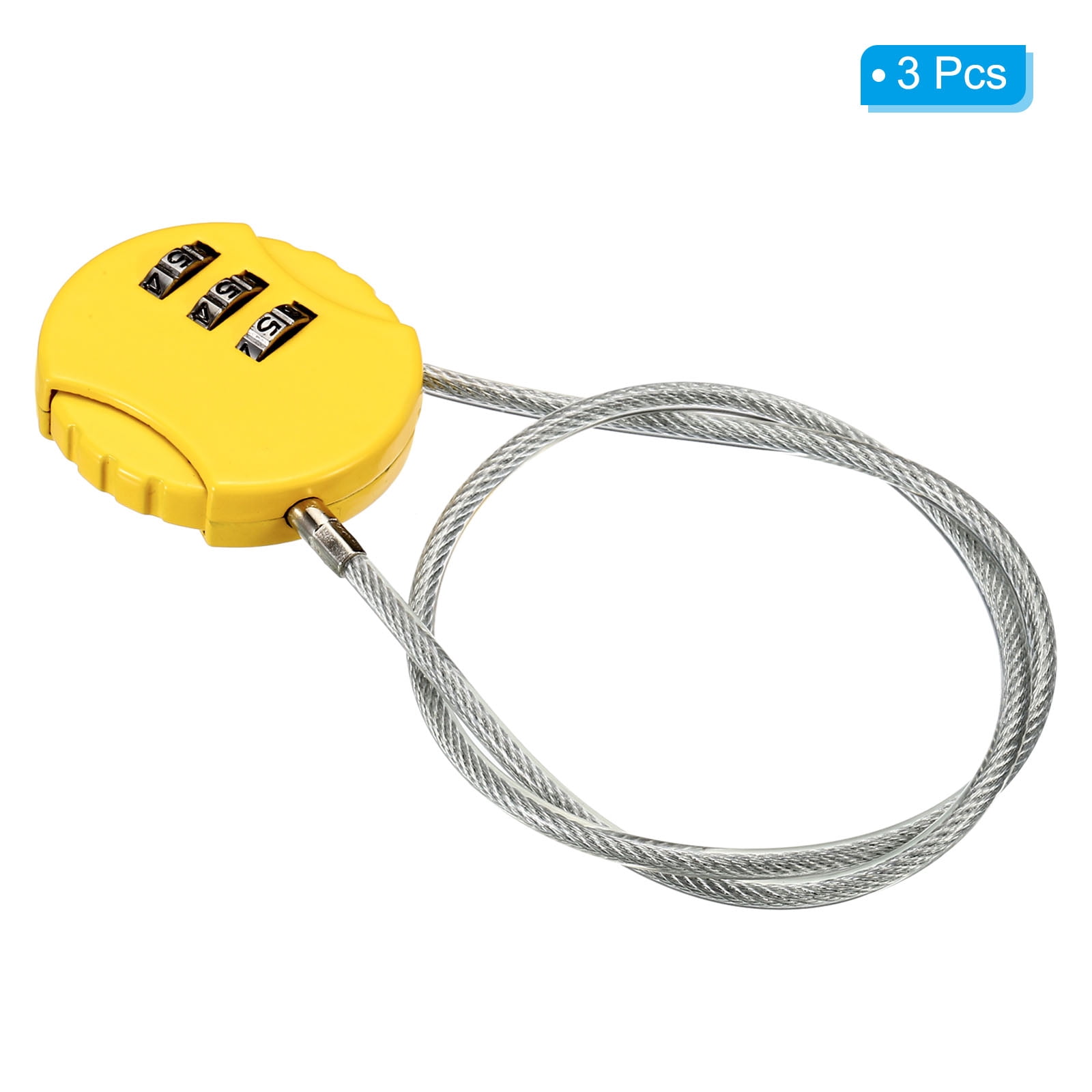 Unique Bargains Small Combination Lock 3 Digits Luggage Padlock for Gym Locker Yellow