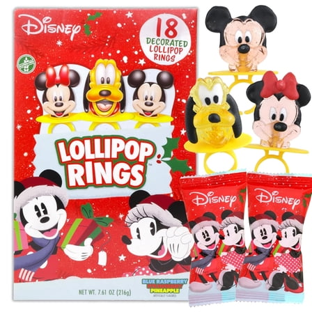 Christmas Disney Lollipop Rings, Holiday Stocking Stuffers, 18 Count, 7.61 Ounce Box
