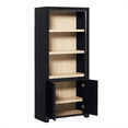 thumbnail image 6 of Walker Edison Modern Wood Open Bookshelf with Cabinet, Black, 6 of 12