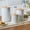 Vertical Stripe White, variant on Kitchen Canister Set of 3 Tea Coffee Sugar Containers with Airtight Bamboo Lids Food Flour Storage for Countertop Metal White Vertical Stripe Pattern Embossed Farmhouse Decor