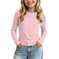 thumbnail image 3 of THDHVS Girls Long Sleeve Shirts,Modal Solid Color Long Sleeve T-shirt Thin Casual Base Layer Fashion Wear for Girls,Girls Tops Pink 1-2 Years, 3 of 10