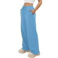 thumbnail image 4 of Yutgune Wide Leg Sweatpants for Women High Waist Drawstring Sweatpants Women Baggy Street Casual Sweats, 4 of 8