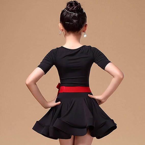Vestido de baile latino para nina falda para ninos Ballet Tango Rumba Ropa de baile con cinturon disfraz de concurso de clase de baile negro 140CM Walmart en linea