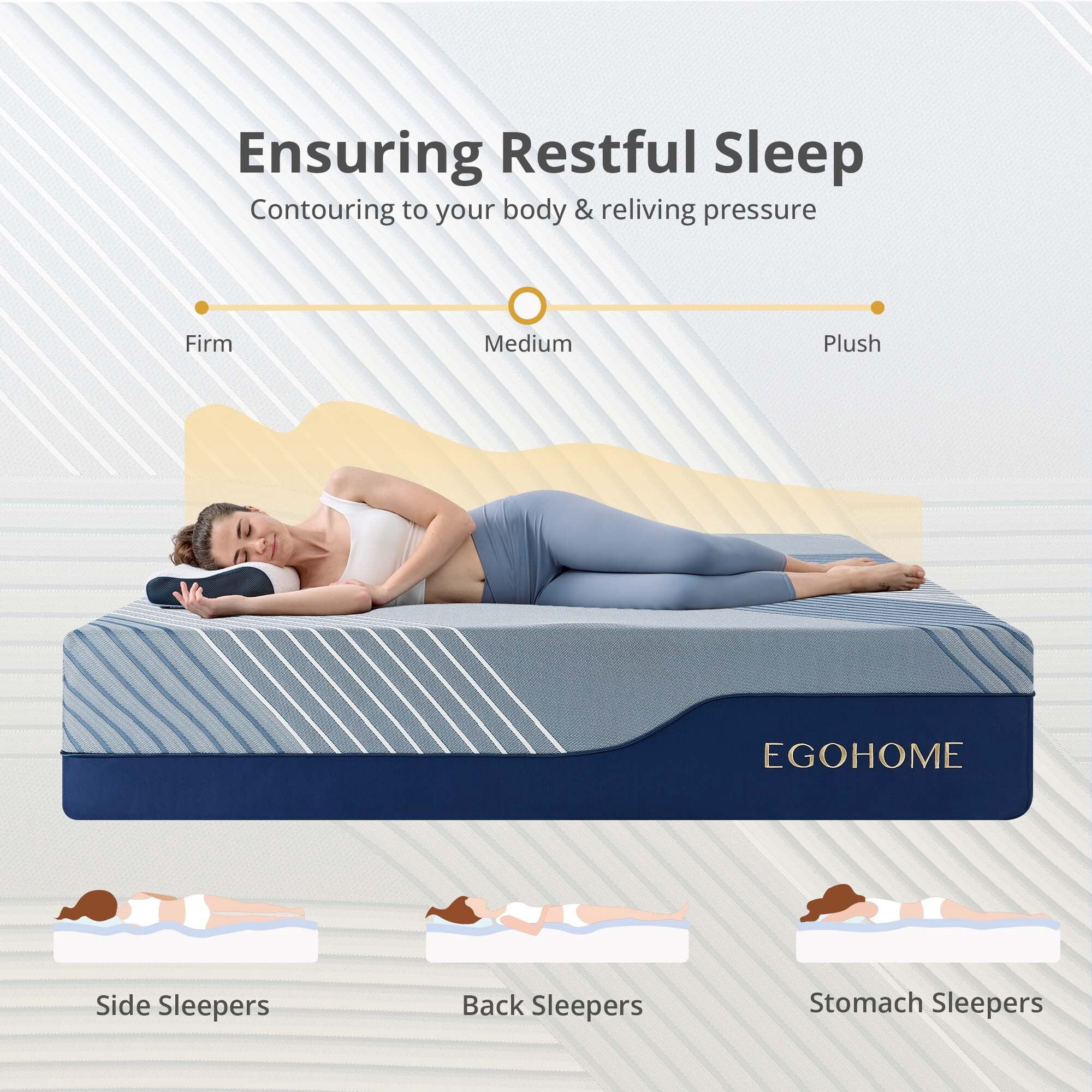 EGOHOME Elysian 14 inch Mattress, King Size Memory Foam Mattress