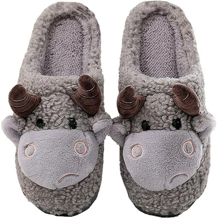 

PIKADINGNIS Women s Slippers Cartoon Slippers Winter Slippers Animal Slippers Warm Slippers Cow Slippers Home Slippers Cute Slippers Men Slippers
