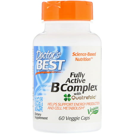Doctor's Best Fully Active B Complex, Non-GMO, Gluten Free, Vegan, Soy Free, Supports Energy Production, 30 Veggie (Doctor's Best Fully Active Folate)