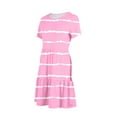 thumbnail image 5 of Sakmal Pink Casual Summer Dresses for Women Crew Neck Long Short Sleeve Loose Fit Striped Tiered with Pocket Sundress, 5 of 6