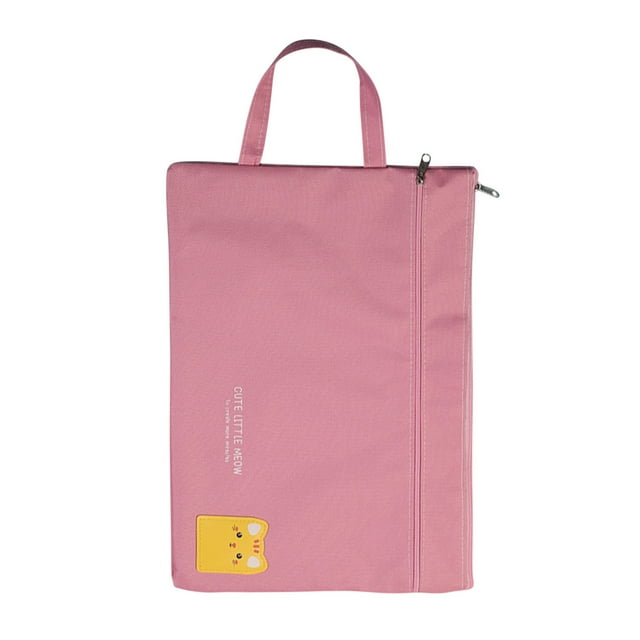 Portable A4 Zipper File Bag, Double-layer Design, Cute Cloth Material, For Students, Office Use, Durable Zipper Closure, Lightweight Travel Companion, For School-Work, Stylish Storage Akmoler