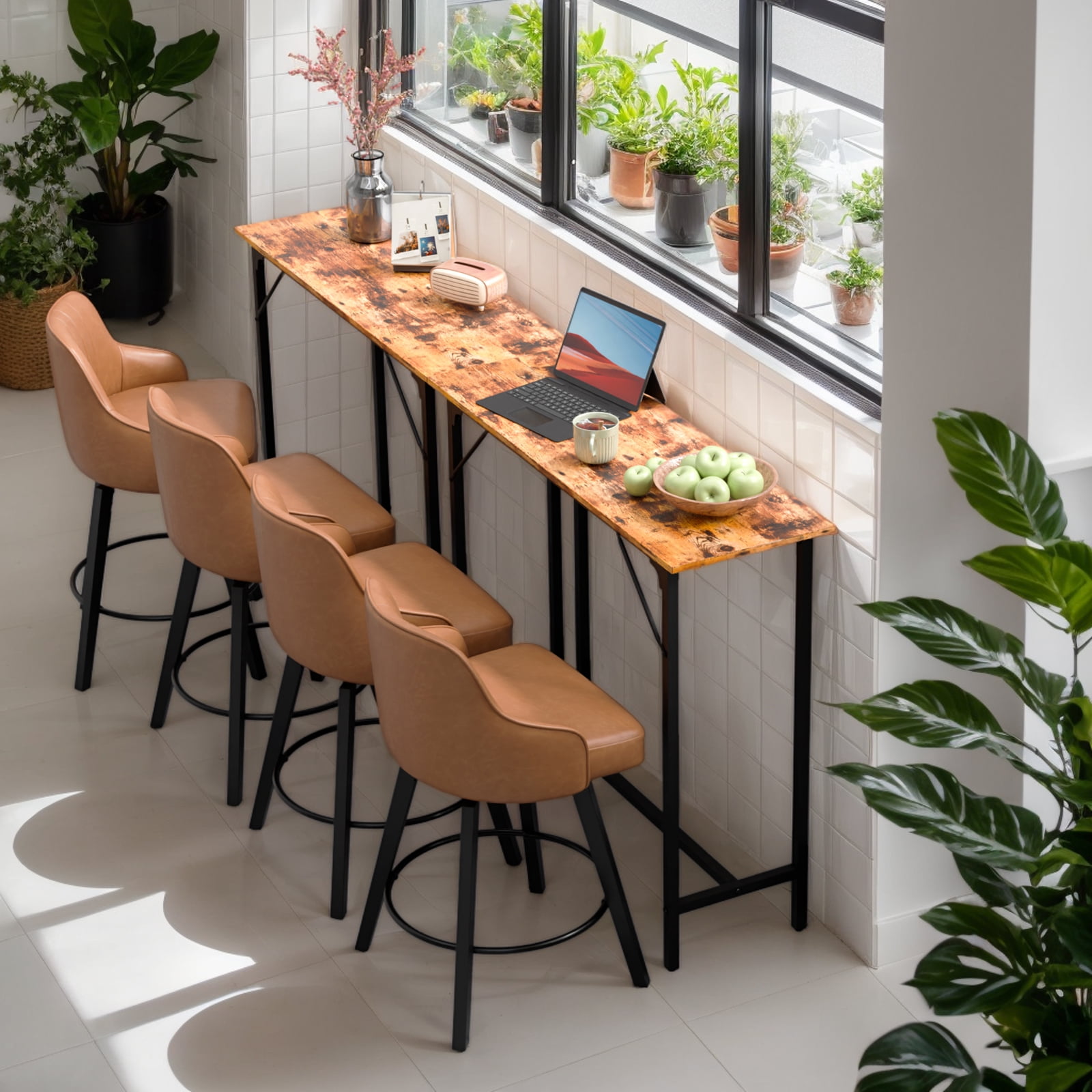 HiiKaa Bar Table,Rectangular Pub Table,43” Counter Height Bar Table, Industrial Bar Height Table,Dining Table for Kitchen, Living Room,Easy to Assemble,Rustic Brown