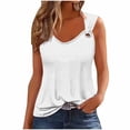 thumbnail image 2 of Babysbule Women's V-Neck Sleeveless Printed Tank Top, Casual Asymmetric Strap Blouse with Metal Ring Detail for Daily Wear, 2 of 5