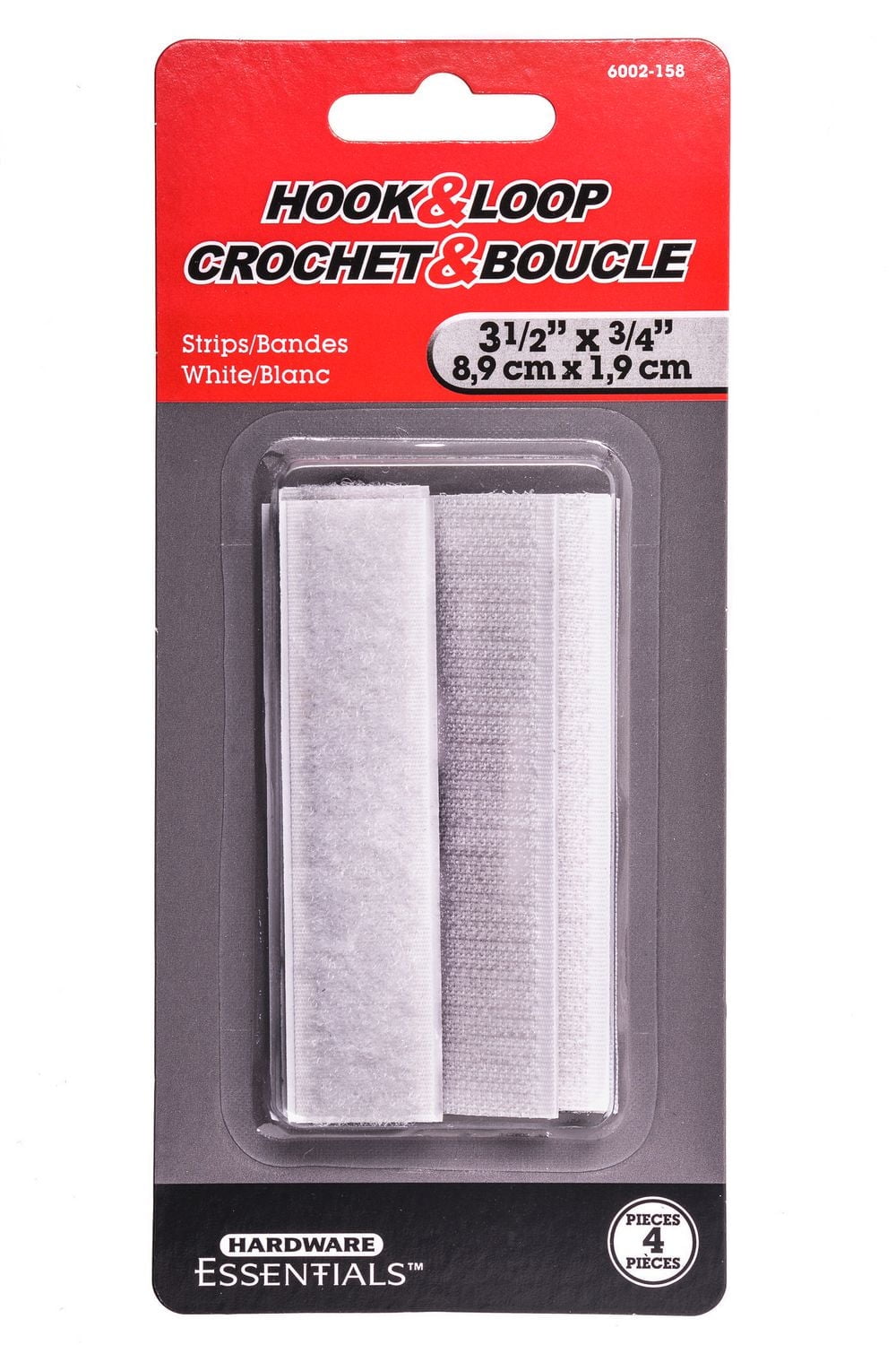 Hardware Essentials Hook and Loop 3 1/2" x 3/4" White Easy Grip Strips, 4 pieces