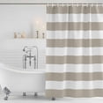 thumbnail image 4 of Beige Stripes Waterproof Fabric Shower Curtain, Simple Beige White Texture Waterproof Fabric Shower Curtain for Bathroom Curtains Bathtubs Hotel Washable Shower Curtains with 12 Hooks Standard 72x72, 4 of 8
