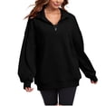 thumbnail image 2 of Diufon Womens Quarter Zip Pullover Long Sleeve Stand-up Collared Sweatshirt Fall Winter Half Zip Light-Fleece Tops, 2 of 7