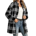 thumbnail image 5 of ZZkhGO Women's Winter Plaid Button‑Front Lapel Velvet Winter Jacket with Side Pockets Mid‑Length Double‑Sided Warm Coat, 5 of 6