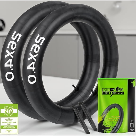 2 Pack 26" x 3.5-4.0 Fat Tire Inner Tubes with 2 Tire Levers, 32mm Schrader , Butyl Rubber for Mountain & Electric Bikes
