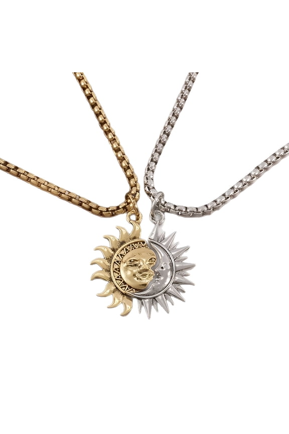 Sun and Moon Asymmetric Accessories Men'S Titanium Steel Couple'S High Sense Necklace Sun and Moon Necklace