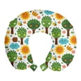 thumbnail image 1 of Cartoon Travel Pillow Neck Rest, Illustration of and Smiling Kawaii Nature Bees Trees Flowers Clouds Sun Forest, Memory Foam Traveling Accessory Airplane and Car, 12", Multicolor, by Ambesonne, 1 of 2