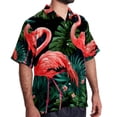 thumbnail image 2 of Flamingo Tropical Rainforest Men's Short Sleeve Button Down Beach Shirts, Casual Printed Summer Unisex Tops, 2 of 6