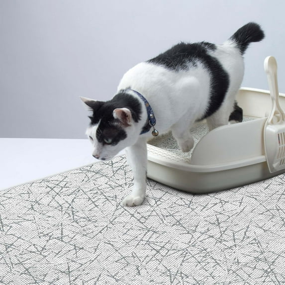 SussexHome Pets Ultra-Thin Cat and Dog Litter Mat for Litter Box - Washable Soft Natural Cotton Cat and Dog Litter Trapping Mat - Paws-Kind Slip Resistant Litter Catching Mat