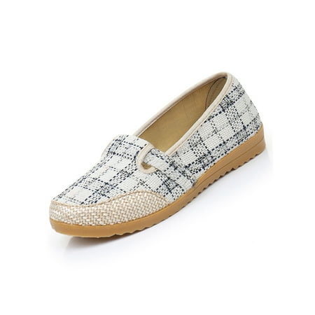 

Gomelly Womens Espadrilles Loafers Soft Mesh Penny Loafers Lightweight Slip on Flats Shoes Beige 8