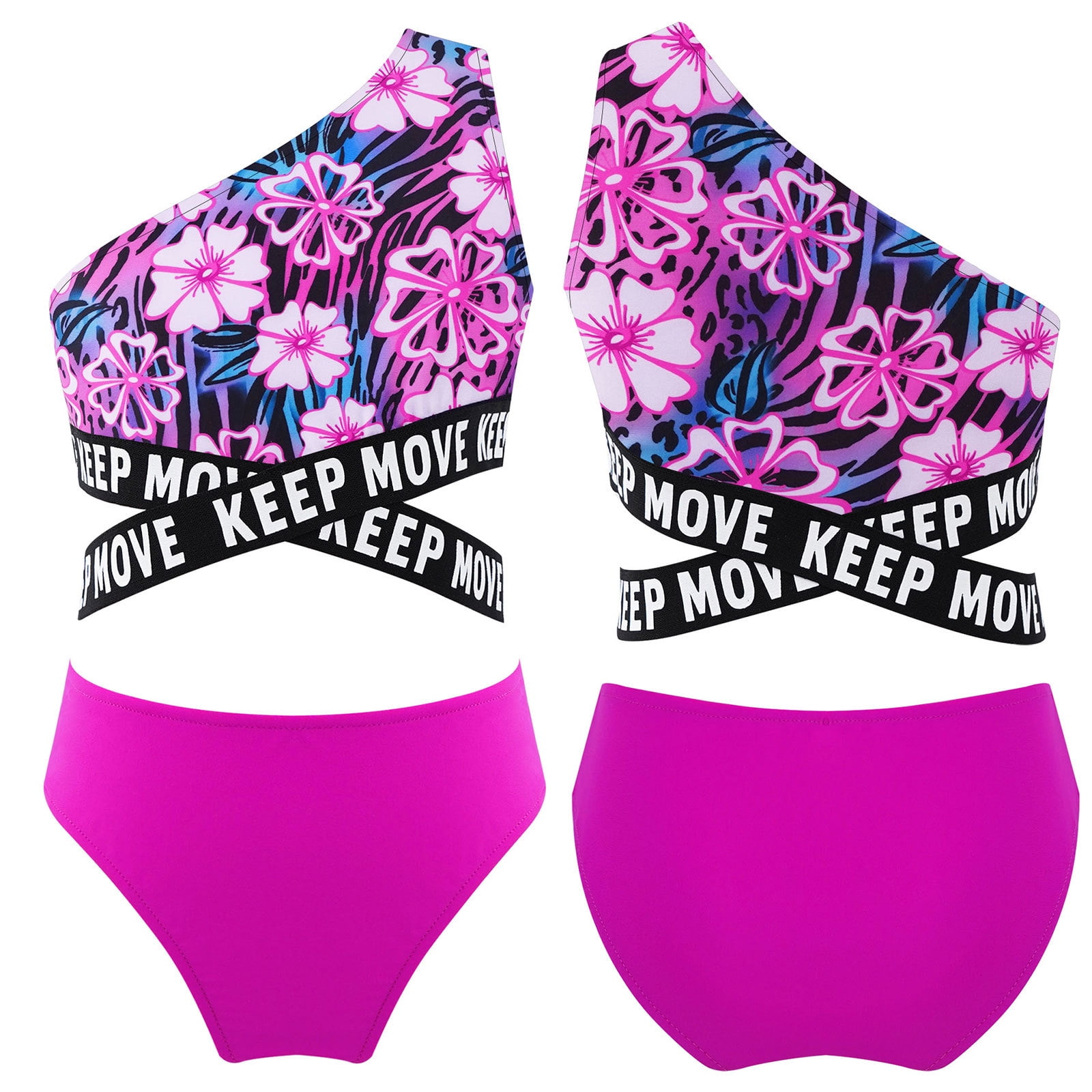 MSemis Kids Girls OneShoulder Bikini Swimwear Set Two Piece Swimsuits