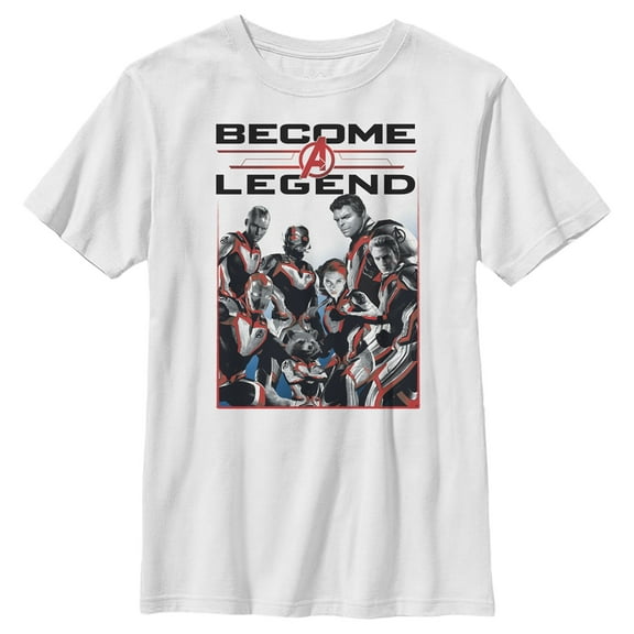 Boy's Marvel Avengers: Endgame Become a Legend Poster Graphic Tee White Large