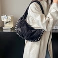thumbnail image 2 of SPEKSEE Deerskin Velvet Studded Shoulder Bag Rivet Frosted Underarm Bag Y2K Fashion Hobo Bag for Shopping Travel Work, 2 of 9