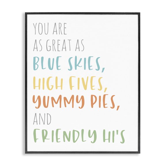 Stupell Industries Modern As Great As Blue Skies Motivational Kid's Phrase Black Framed Giclee Art, 11 x 14, by Anna Quach