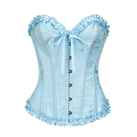 Dakiuu Bustier Corset Top for Women Overbust Lace up Strapless Waist Cincher Shapewear Lingerie M