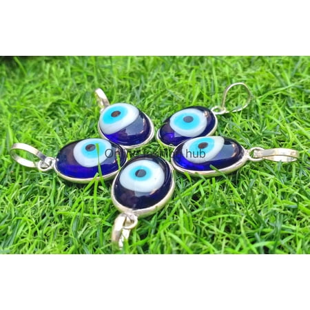 Evil Eye Gemstone 925 Sterling Silver Plated Handmade Pendant 5 pcs