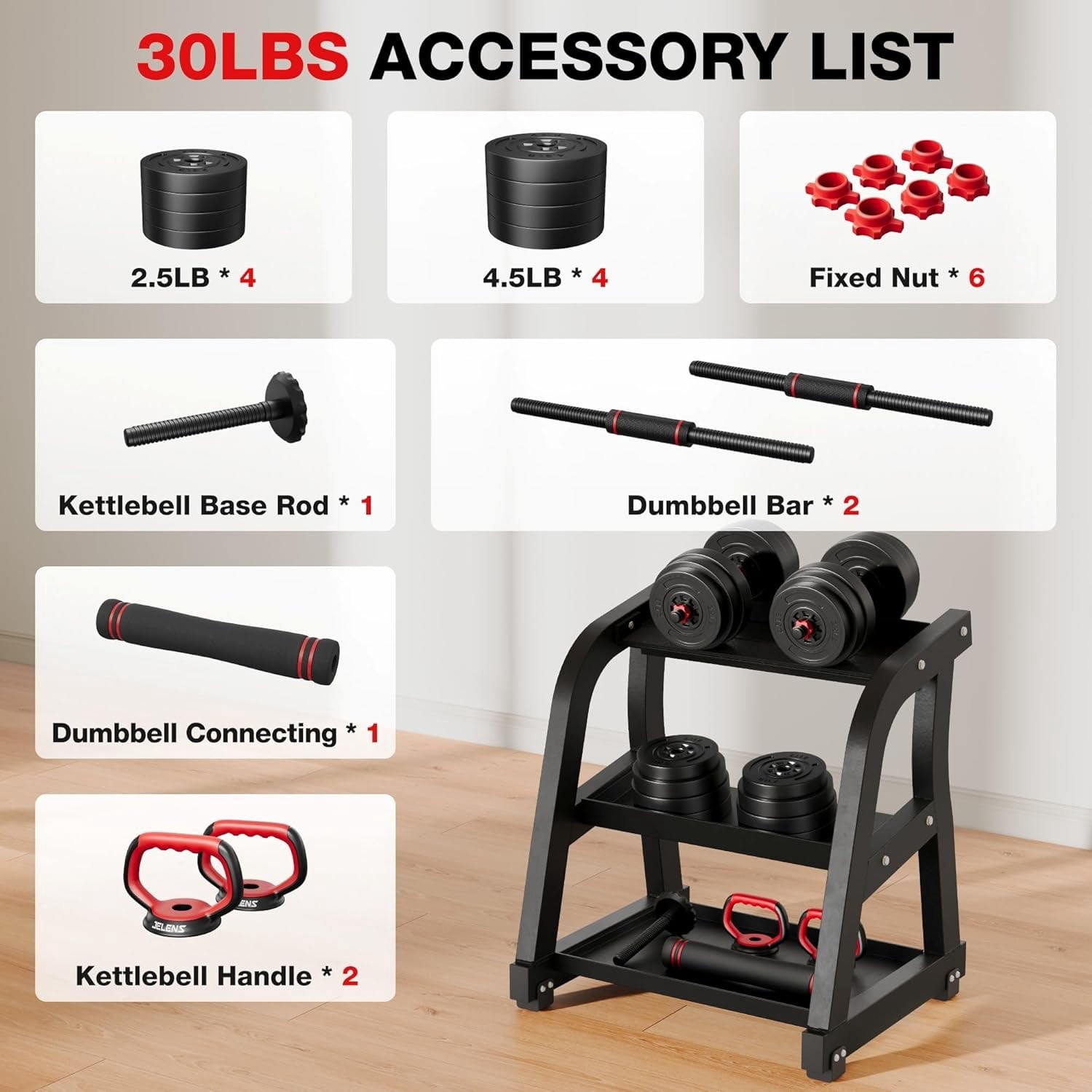 Adjustable Dumbbells Set,30/45/70/92 LBS Multi-Function Free Weights,4-in-1 Workout Weights for Kettlebells,Barbell,Push Up Stand,All-in-One Home Gym Weight Equipment for Men Women Full Body Fitness