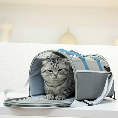 Foldable Cat Carrier Bag | Portable Handheld Pet Travel Tote - Breathable Cloth Material | Versatile Outdoor Use | Lightweight | Space-Saving Design | 18.5x10.23x10.23in | 2.33lb | 1 Pack