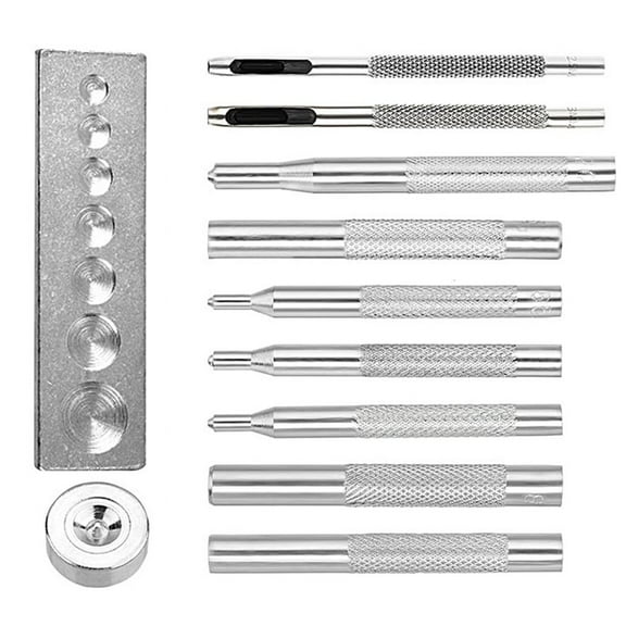 WE-POLUJ 9Pcs Metal Snap Fastener Fixing Setting Tool Set Snap Fastener Install Tool