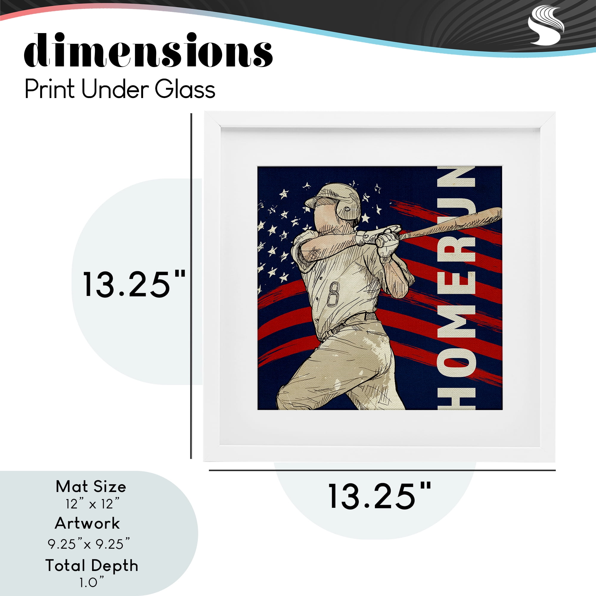 Patriotic Home Run Baseballer White Framed Print Under Glass, design by LightBoxJournal
