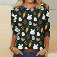 thumbnail image 2 of Happy Easter Shirts for Women 3/4 Sleeve Round Neck Easter Eggs Bunny Print T-Shirts 2025 Trendy Tee Tops Green,XL, 2 of 6
