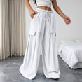 thumbnail image 5 of Edvintorg Lounge Pants Women with Pockets Flowy Lightweight Elastic Waisted Loose Cascual Wide Leg Trouser with Pockets Womens Clothes White S, 5 of 8