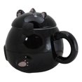 thumbnail image 3 of Whimsical Black Chubby Feline Kitty Cat Cup Mug With Lid And Stirring Spoon, 3 of 11