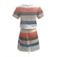 thumbnail image 5 of ICHUANYI ClearanceWomen Casual V-Neck Short Sleeve Bandage Stripe Printing Loose Dress(Blue, XL) ICHUANYI WER20232080503473, 5 of 5