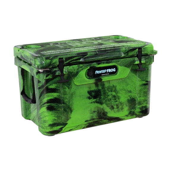 USA Made Frosted Frog Green and Black 45 Quart Ice Chest Heavy Duty High Performance Roto-Molded Cooler