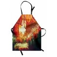 thumbnail image 1 of Fantasy Apron Colorful Modern Autumn Forest with Blured Special Effects in Vivid Tones Design, Unisex Kitchen Bib Apron with Adjustable Neck for Cooking Baking Gardening, Orange Green, by Ambesonne, 1 of 3