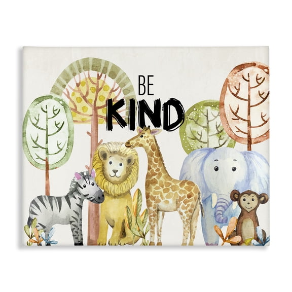 Stupell Industries Contemporary Be Kind Jungle Animals Canvas Art, 20 x 16, by Kim Allen