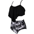 thumbnail image 3 of Cathalem Girls Two Piece Bikini Girls Swimsuit 2-Piece Tankini Set Beach Sport Bathing Suit Swimwear for Women(Black,L), 3 of 5