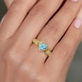 thumbnail image 4 of Gem Stone King 18K Yellow Gold Plated Silver Swiss Blue Topaz and White Moissanite Halo Ring for Women | 1.13 Cttw | Heart Shape 6MM | Gemstone November Birthstone | Size 8, 4 of 6