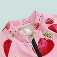 thumbnail image 6 of Bagilaanoe Toddler Baby Girl One-Piece Swimsuit Strawberry Print Short Sleeve Zipper Rashguard Swimwear 6M 9M 12M 18M 24M 3T Kids Jumpsuit Bathing Suit, 6 of 8